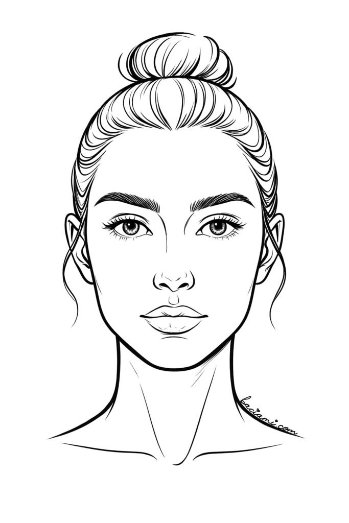 A diagram of a female face showing a normal skin type with no irritation, redness or oily zones.